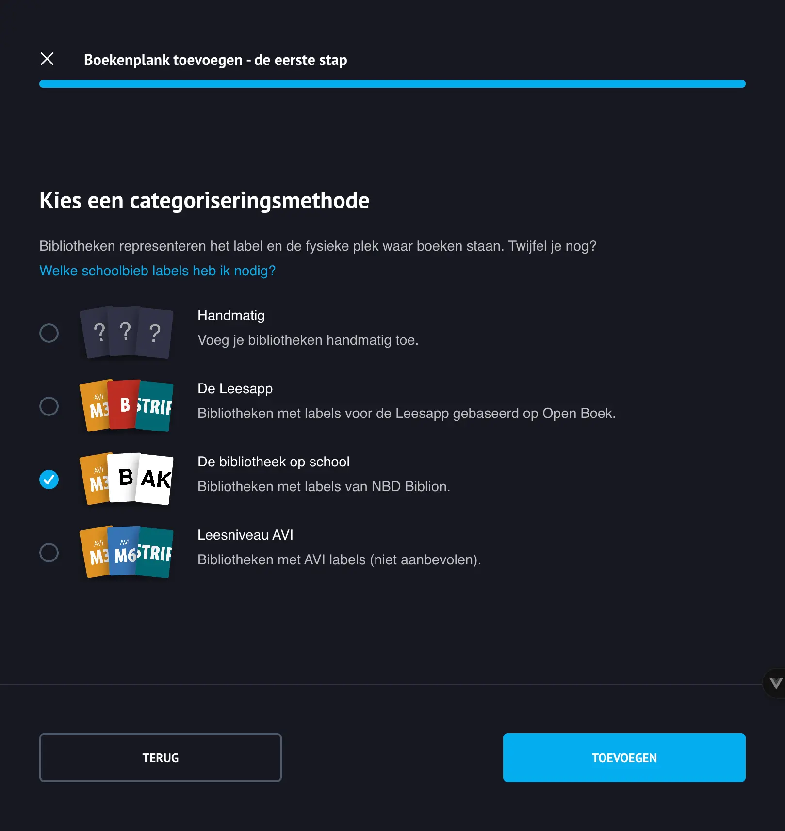 Boekenplank toevoegen - de eerste stap