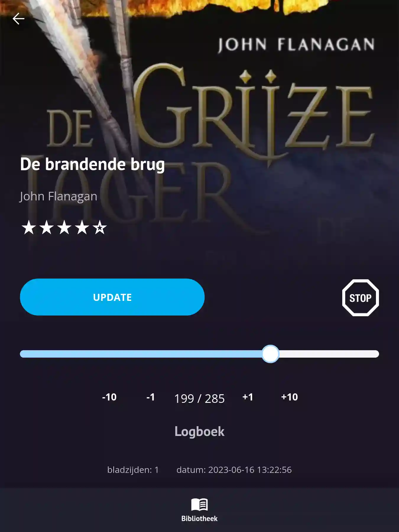 Screenshot boek voortgang