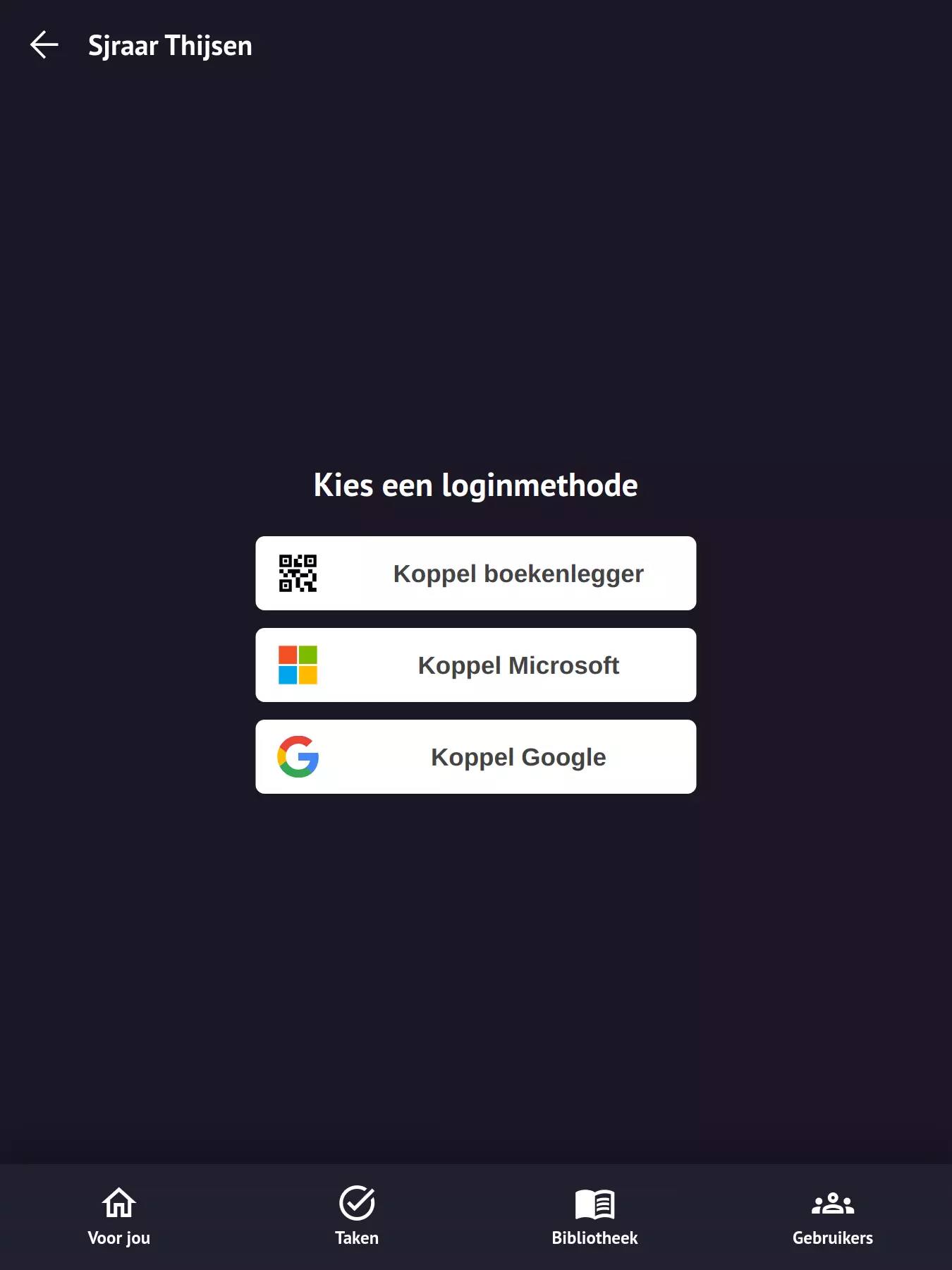 Screenshot inlogmethode koppelen